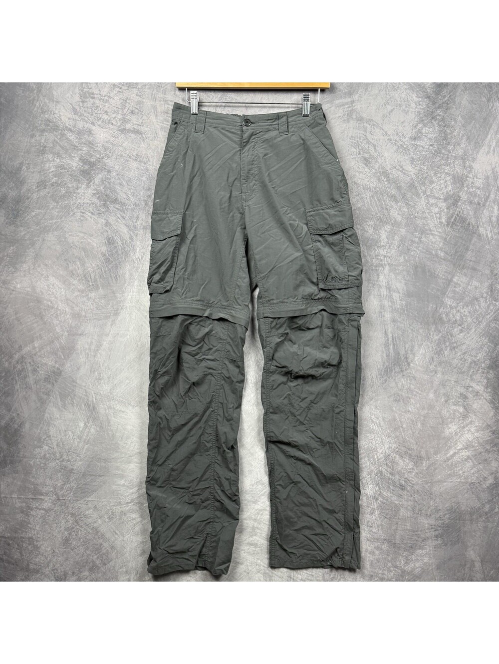 REI Pants MensMedium 34LGray Convertible Zip Off Lightweight Nylon Cargo Pockets